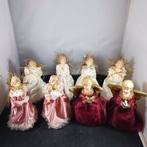 Vintage 80's - 8pcs Angel Doll Christmas Tree Ornaments